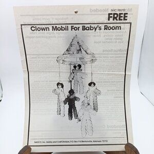 Vintage Crochet Pattern, Clown Mobil for Babys Room NHC 100/12 NADCO